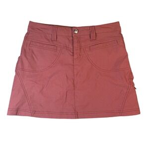 Athleta Womens Size 2P Red Utility Skirt Button Fly Drawstring Pockets